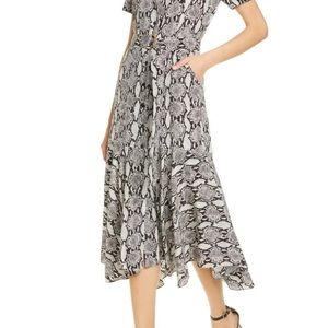 ALC Clarkson Snake Print Silk Midi-dress